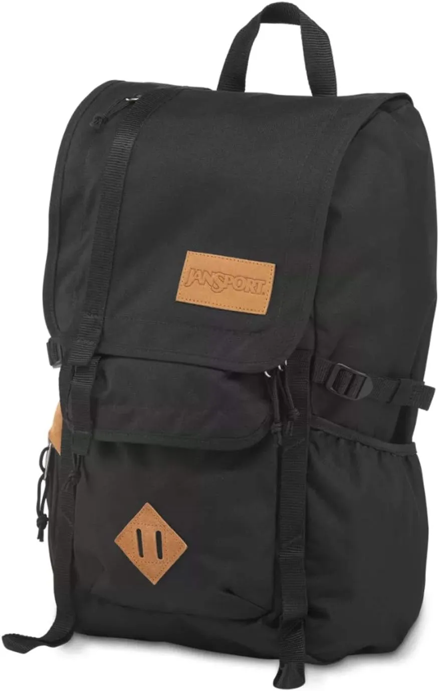 JanSport Hatchet Backpack – 15-inch Padded Laptop Compartment, Dual Water Bottle Pockets, Side Compression Straps, Black