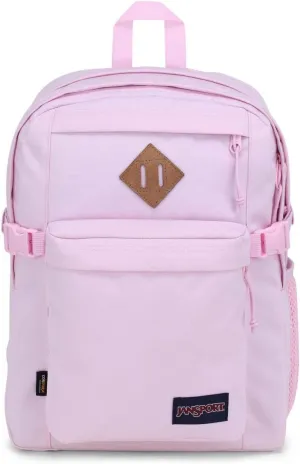 JanSport Main Campus FX Backpack - Travel or Work Bag w 15-Inch Laptop Pack with Leather Trim, Pink Ice