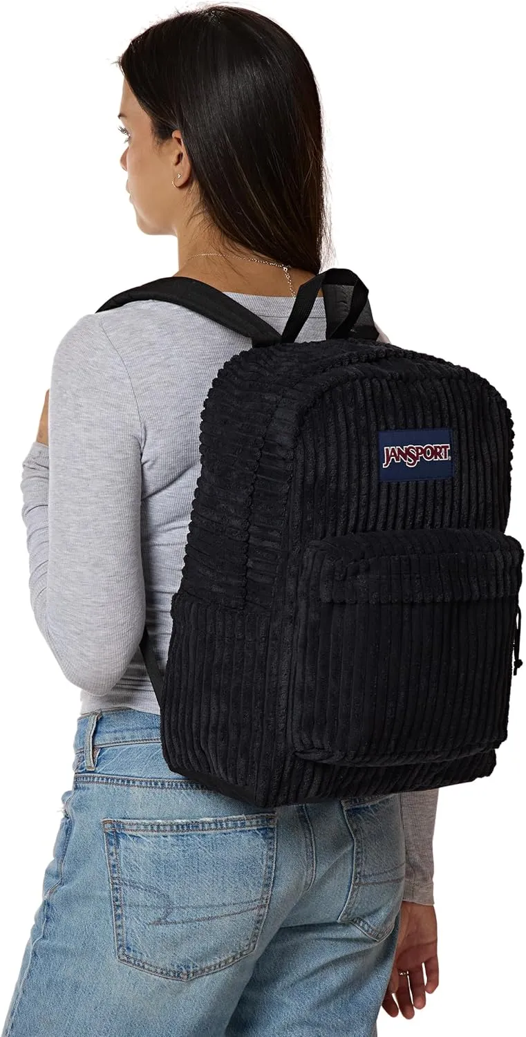 JanSport Superbreak Plus FX Backpack - Work, Travel, or Laptop Bag with Water Bottle Pocket - Surreal Corduroy Black