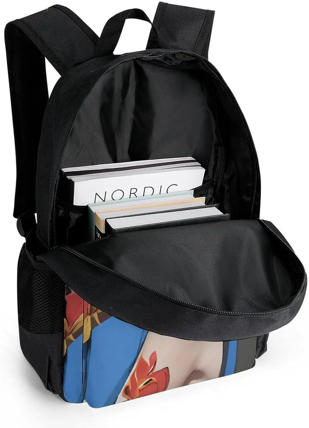 Japan Anime Cute Aesthetic Woman Warrior Art Shoulder Book Bags Polyester Multipurpose Anti-Theft Carry On Bag Large Capacity Travel Hiking & Camping Rucksack