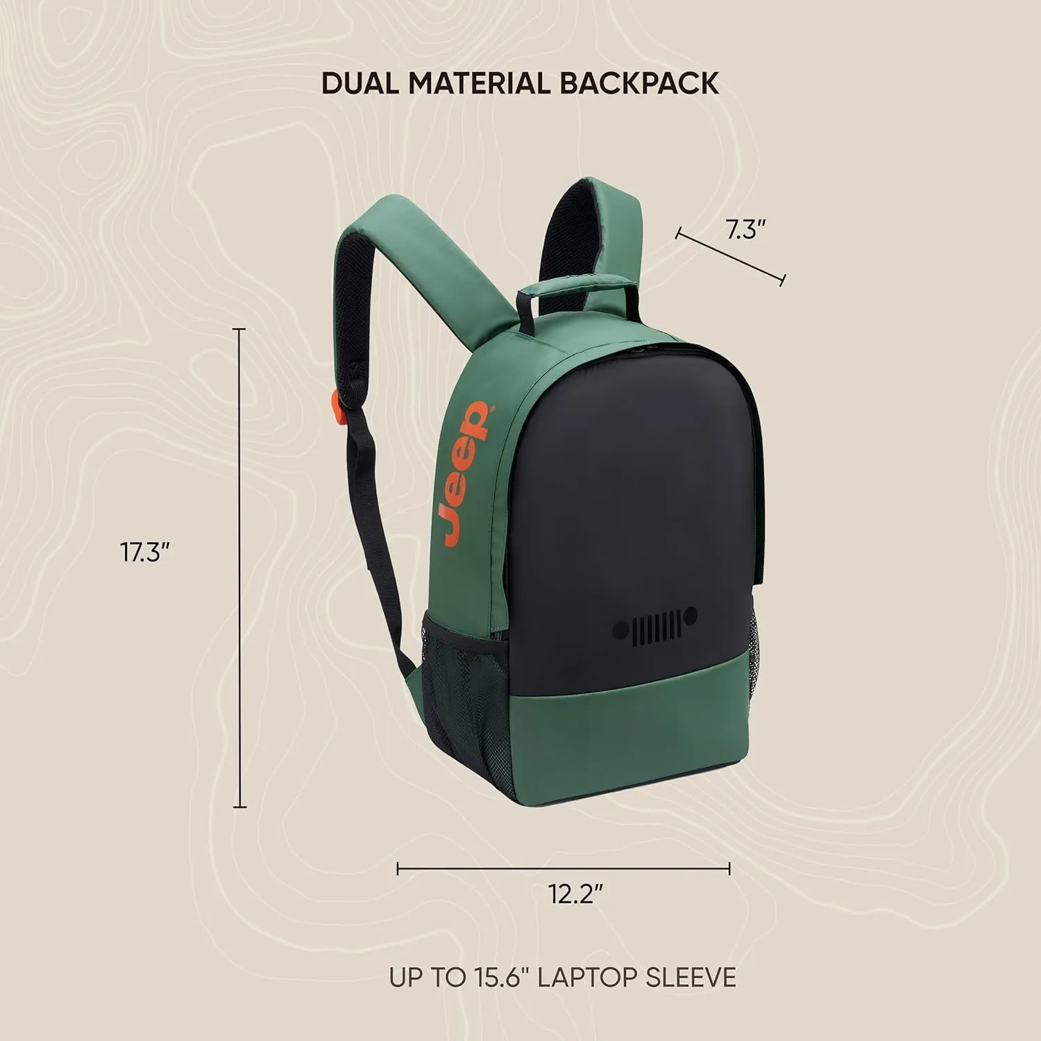 Jeep JS012C Travel Backpack, Black, 15.6" Laptop