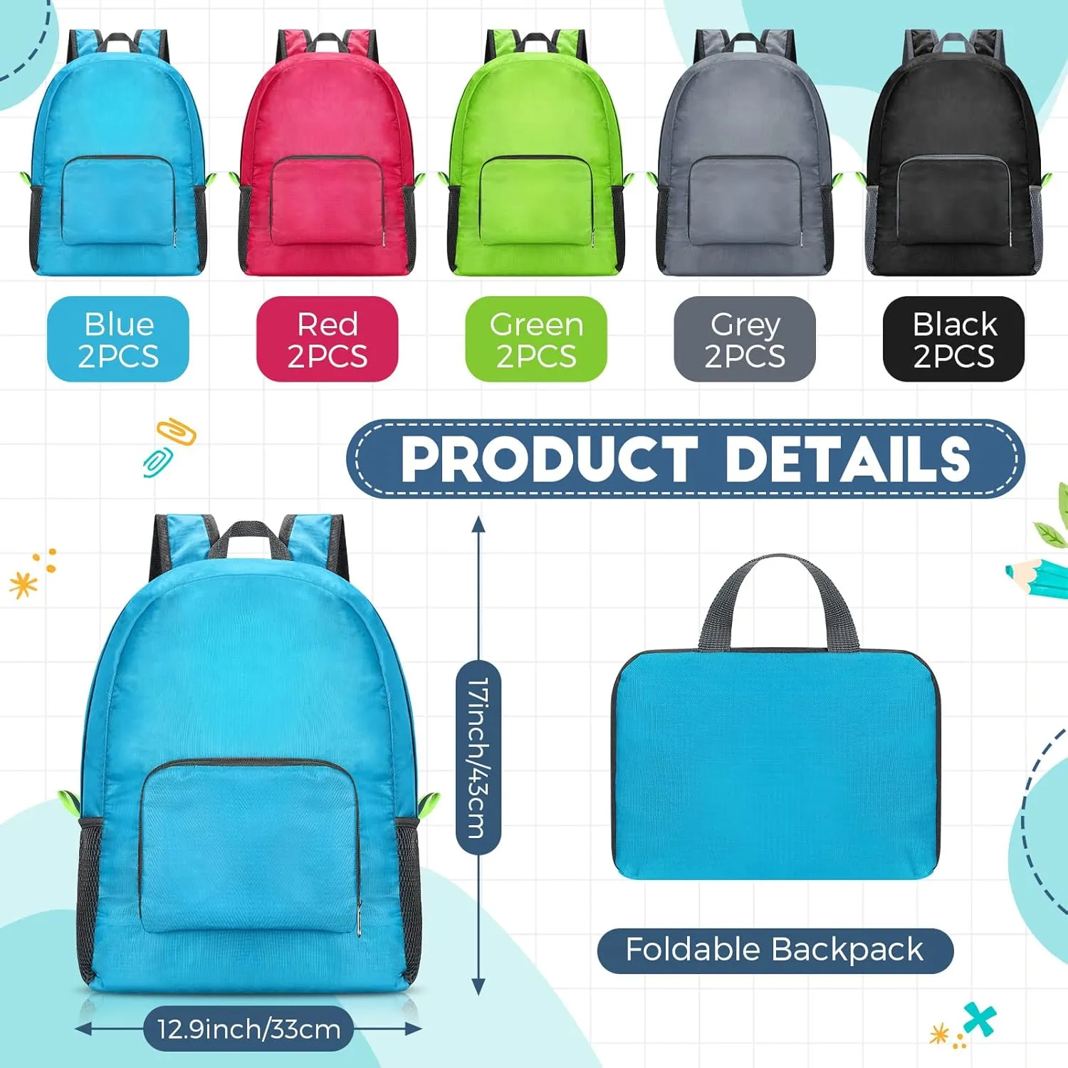 Jexine 10 Pcs Backpacks in Bulk 16.5 Inches Back Pack Basic Backpack for Adult Lightweight Outdoor Travel Book Bags(Multicolor)