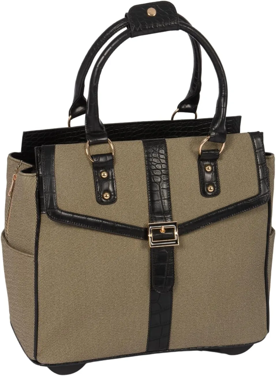 JKM & Company Rolling Laptop Bag for Women | Designer Wheeled Briefcase | Fits 13-17" Laptops | Office Travel Computer Case (Tweed)