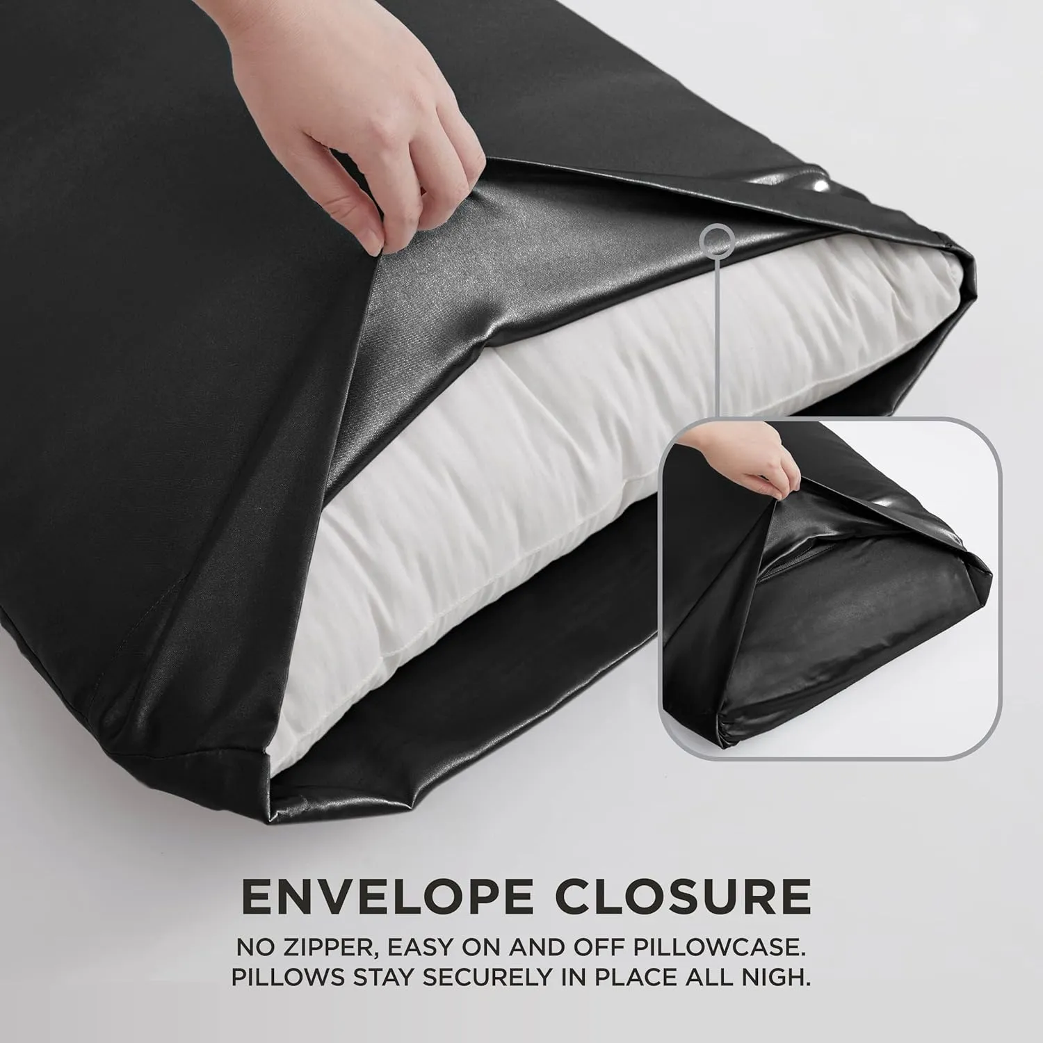 Juicy Couture Satin Pillowcase for Hair and Skin, Black King Size Pillowcase Set of 2 - Silky Satin Cooling Pillow Covers with Envelope Closure