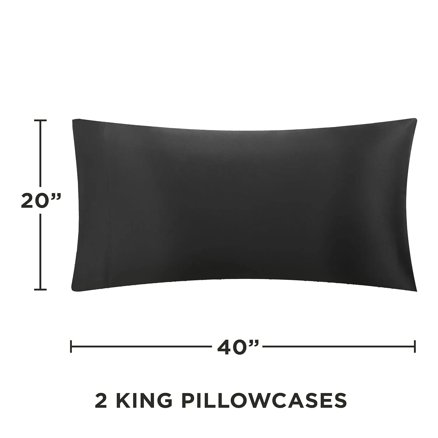 Juicy Couture Satin Pillowcase for Hair and Skin, Black King Size Pillowcase Set of 2 - Silky Satin Cooling Pillow Covers with Envelope Closure