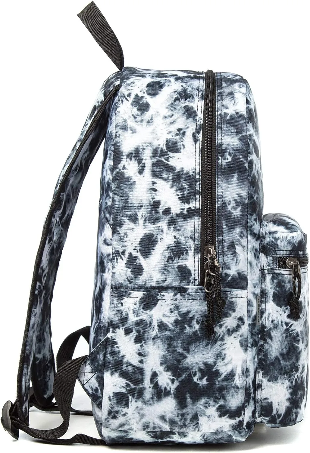 K-Cliffs Classic Backpack Basic Student Campus Daypack Simple Travel Rucksack with Chromebook Laptop Pocket Water Bottle Holder Padded Straps Printed Black White Marble Pattern