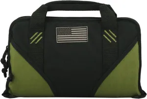 K-Cliffs Pistol Case Lockable Memory Foam Handgun Storage Pouch Carrying Bag | 6 Magazine Pockets Black/Olive