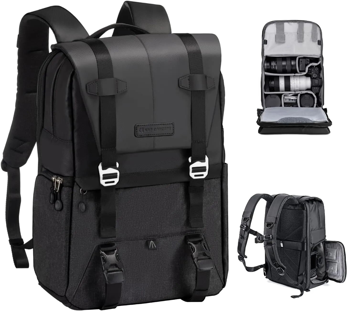 K&F Concept Camera Backpack, Camera Bags for Photographers Dslr Cameras Compatible for Canon Nikon Sony DJI Mavic Drone, 20L Large Capacity Bag Cover 15.6 Inch Laptop Camera Cases with Raincover