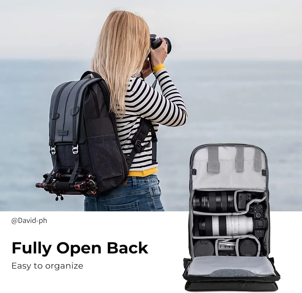 K&F Concept Camera Backpack, Camera Bags for Photographers Dslr Cameras Compatible for Canon Nikon Sony DJI Mavic Drone, 20L Large Capacity Bag Cover 15.6 Inch Laptop Camera Cases with Raincover