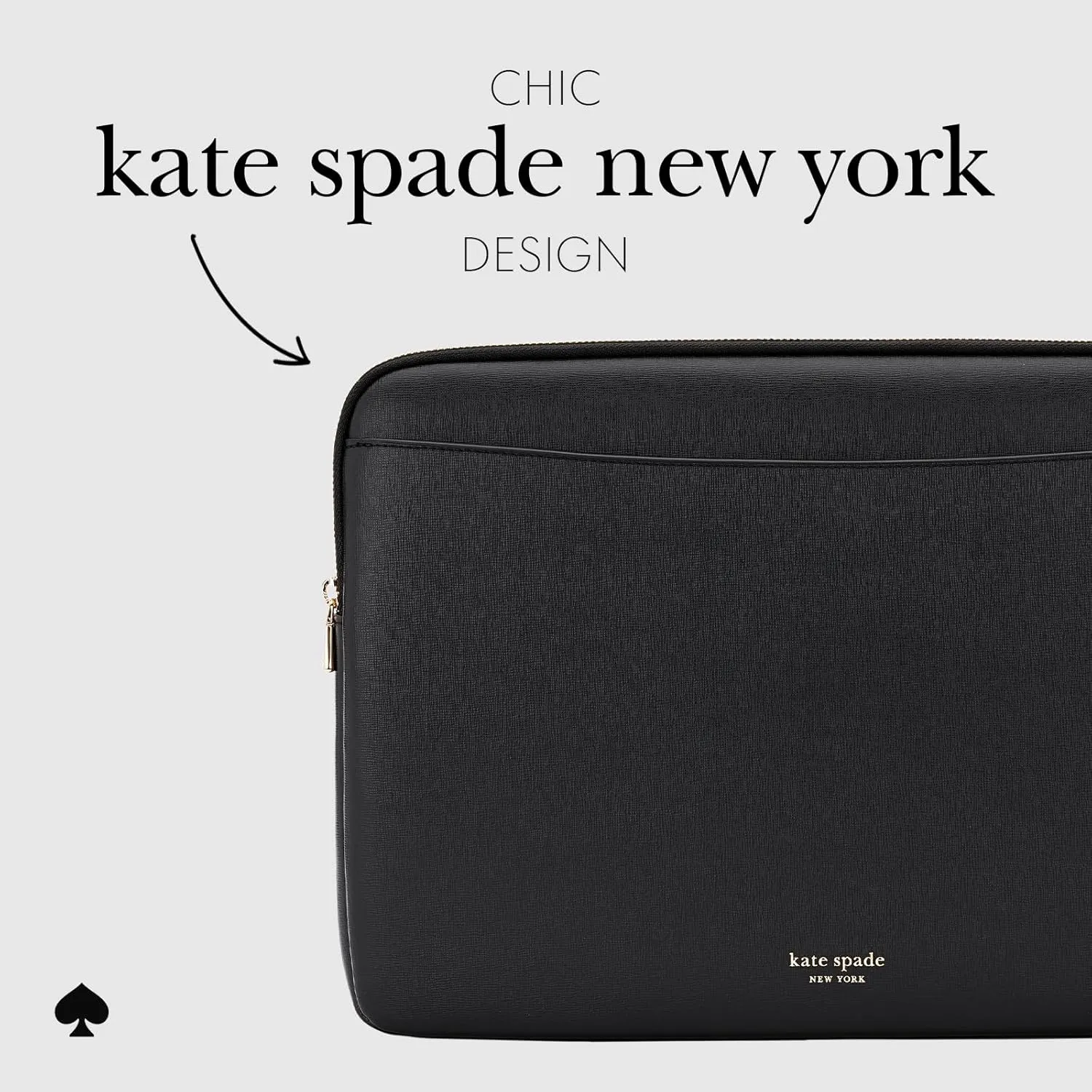 kate spade new york Saffiano Laptop Sleeve 16 Inch - Black - Compatible with All MacBook M Series Devices