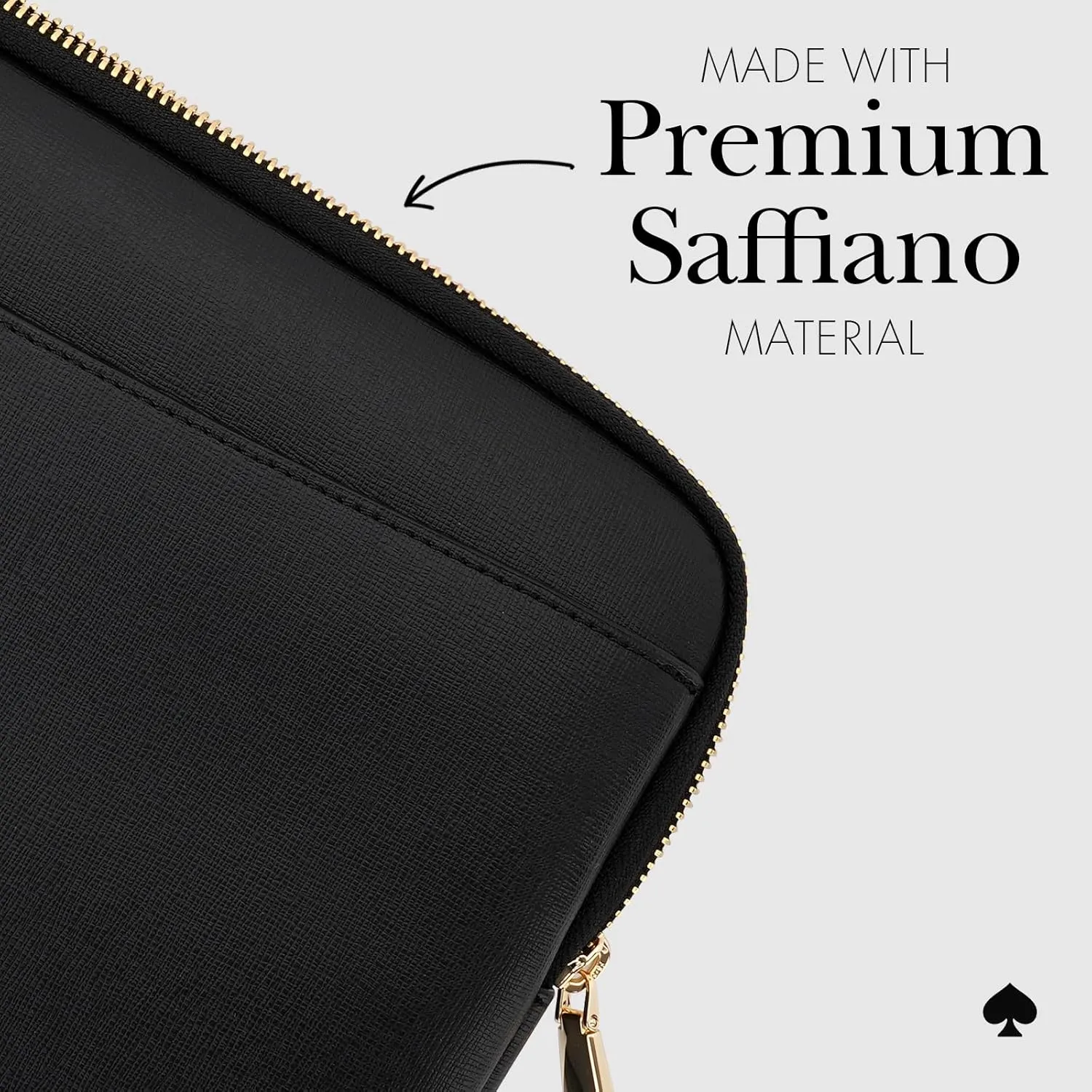 kate spade new york Saffiano Laptop Sleeve 16 Inch - Black - Compatible with All MacBook M Series Devices