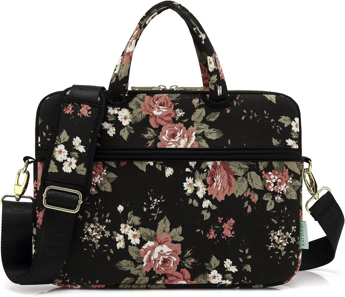 kayond Black C Rose Patten water resistant Laptop Shoulder Messenger Bag Case Sleeve for 15 Inch 15.6 Inch Laptop,Laptop Briefcase