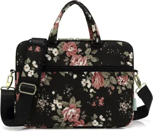 kayond Black C Rose Patten water resistant Laptop Shoulder Messenger Bag Case Sleeve for 15 Inch 15.6 Inch Laptop,Laptop Briefcase
