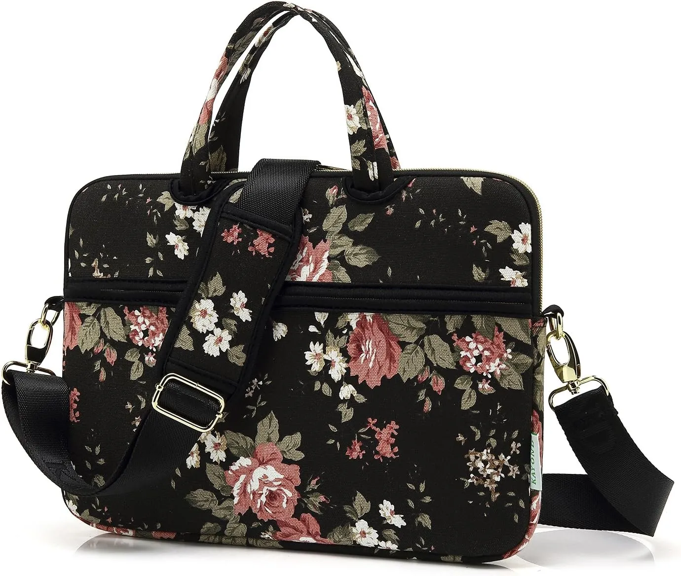 kayond Black C Rose Patten water resistant Laptop Shoulder Messenger Bag Case Sleeve for 15 Inch 15.6 Inch Laptop,Laptop Briefcase