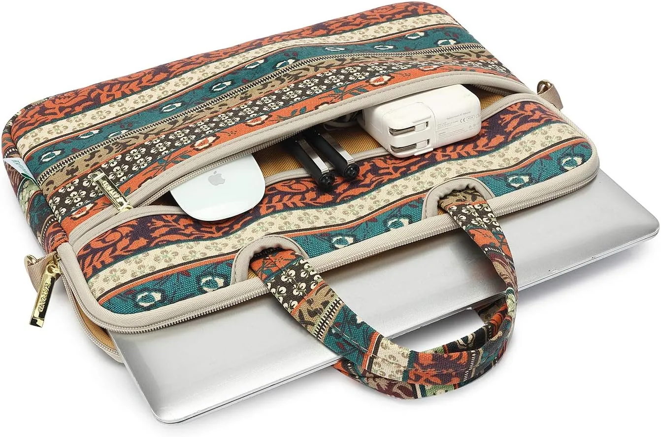 kayond Red Bohemia Patten Waterproof Laptop Shoulder Messenger Bag Case Sleeve for 14 Inch 14.1 Inch Laptop