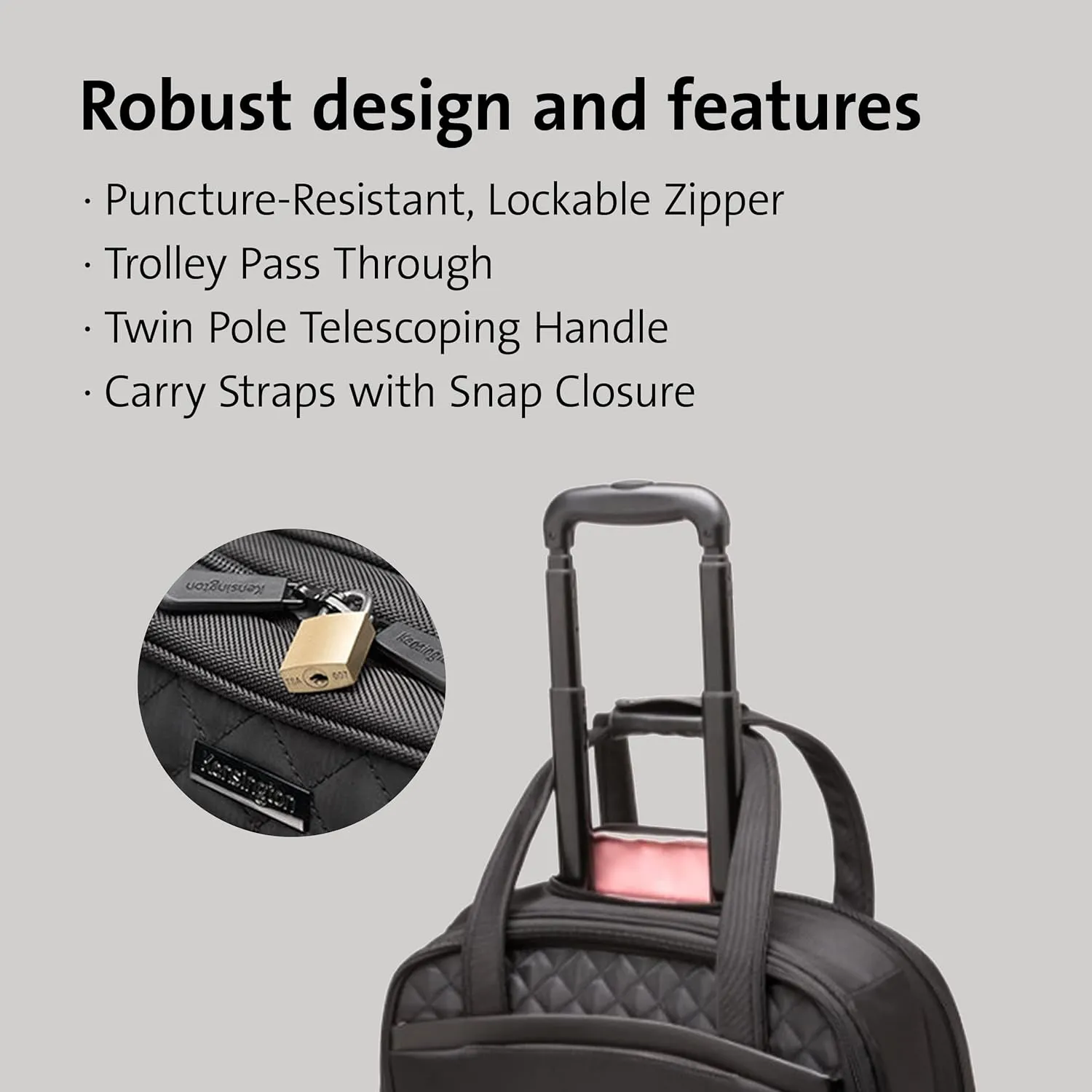 Kensington Contour 2.0 Laptop Rolling Bag, Briefcase, Laptop Spinner, Laptop Roller Bag wheeled,15.6”, Water Resistant, Black (K60380WW)