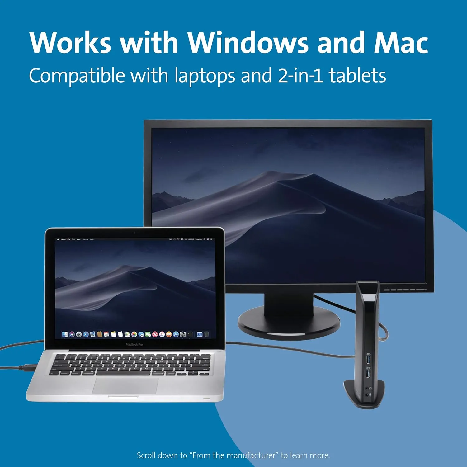 Kensington USB 3.0 Dual Display Docking Station for MacBooks, Windows and Surface (K33972US)