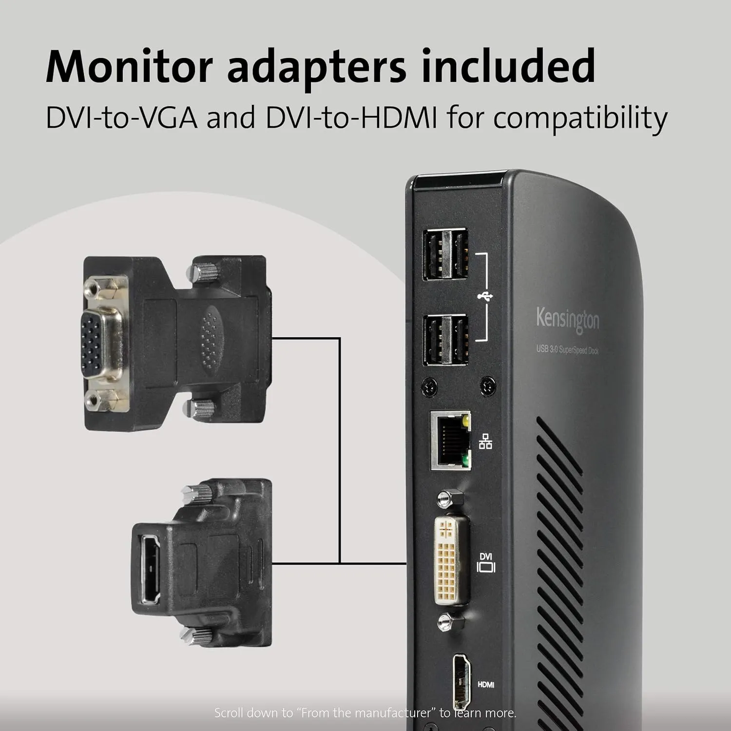 Kensington USB 3.0 Dual Display Docking Station for MacBooks, Windows and Surface (K33972US)