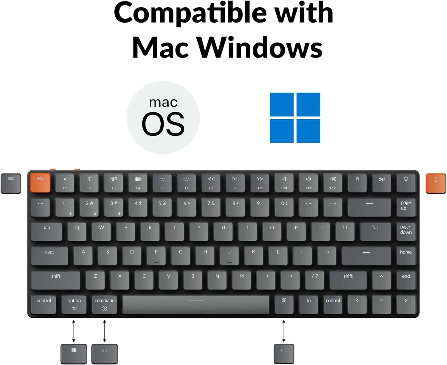 Keychron K3 Version 2, 84 Keys Ultra-Slim Wireless Bluetooth/USB Wired Mechanical Keyboard with White LED Backlit, Low-Profile Gateron Mechanical Brown Switch Compatible with Mac Windows