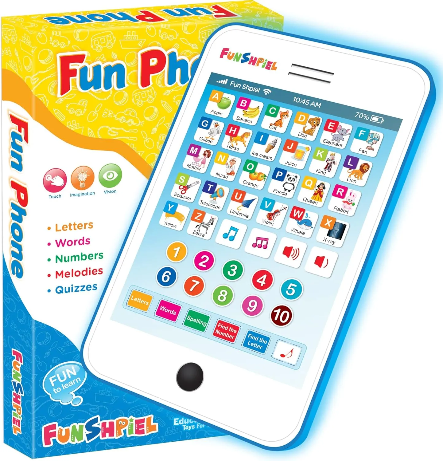 Kid Tablet - Kindergarten Learning Activities, ABC Learning for Toddlers, Kids Phone Toy for Speech Therapy & Letter Sounds