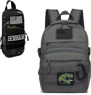 Kids Tactical Backpack Military Boys Backpack for School, Outdoor, Camping & Expandable Pencil Case Portable Stationery Bag Marker Pen Case, Black Camo