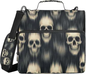 Kigai Blur Smear Skulls Zipper Binder with Shoulder Strap 1.5 inch 3 Ring D Ring Multiple Pockets Expanding File Folder 13 Inch Laptop Organizer School & Office Supplies