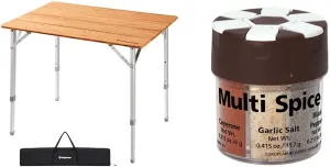 KingCamp Bamboo Camp Table Folding 4-5 Person Picnic Table with Coghlan's 6 Spice Shaker for Camping Travel Beach