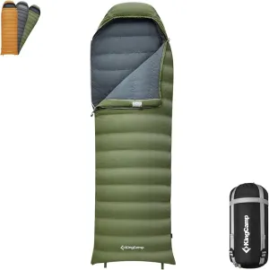 KingCamp Ultralight Down Sleeping Bag, 650 FP Compact Cold Weather 3-4 Season Sleeping Bag for Adults 10°F, Backpacking, Camping, Hiking, Traveling with Compression Sack