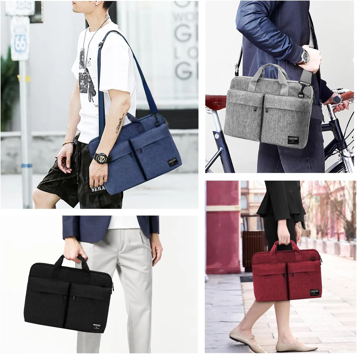 KINGSLONG 15.6 inch Laptop Shoulder Bag,Slim Shockproof Computer Sleeve Notebook Ultrabooks Carrying Case Handbag Cover Fit for Acer Asus Dell Lenovo HP Toshiba, Black