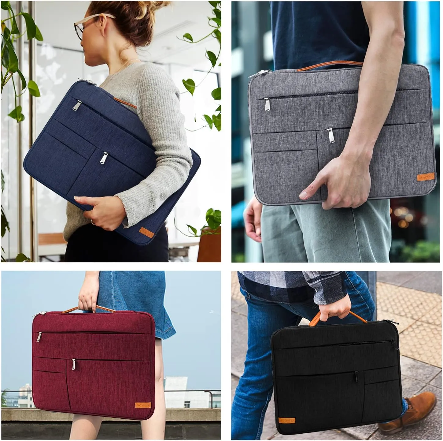 KINGSLONG 15.6 inch Laptop Sleeve Bag, Slim Lightweight Multiple Pockets Computer Cover Notebook Ultrabooks Carrying Case fit for Acer Asus Dell Lenovo HP, Grey