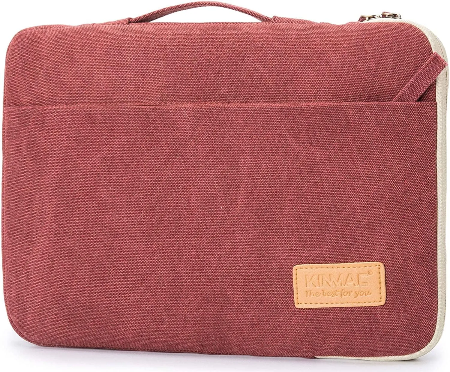 Kinmac 360° Protective Laptop Sleeve Case Bag Cover with Handle for MacBook Air 15 inch, and 15 inch-15.6 inch HP,Lenovo,Dell,ASUS,Acer Notebook Computer (Wine Red Canvas)