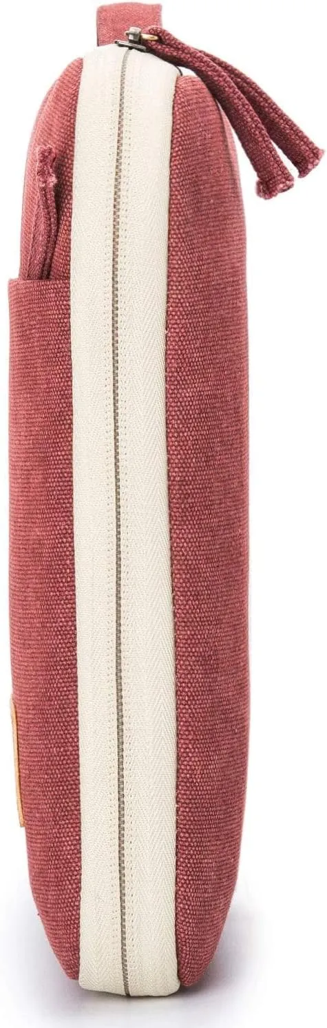 Kinmac 360° Protective Laptop Sleeve Case Bag Cover with Handle for MacBook Air 15 inch, and 15 inch-15.6 inch HP,Lenovo,Dell,ASUS,Acer Notebook Computer (Wine Red Canvas)