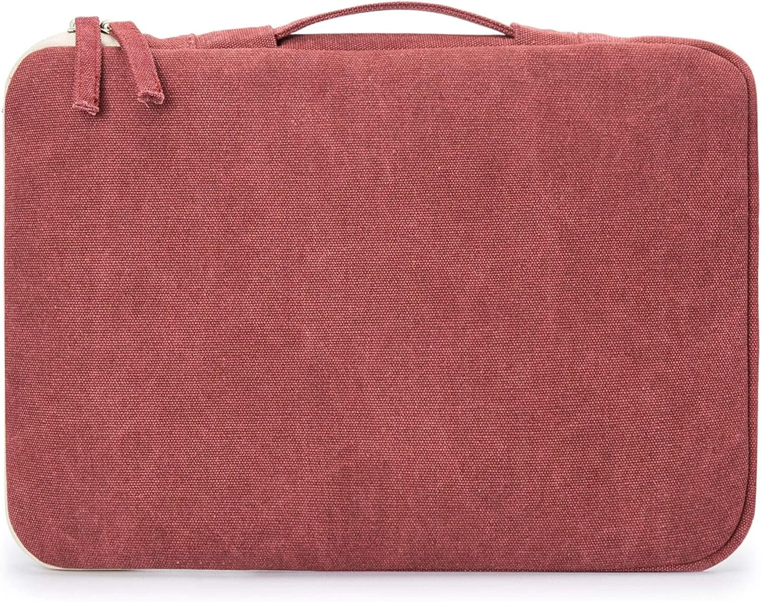 Kinmac 360° Protective Laptop Sleeve Case Bag Cover with Handle for MacBook Air 15 inch, and 15 inch-15.6 inch HP,Lenovo,Dell,ASUS,Acer Notebook Computer (Wine Red Canvas)