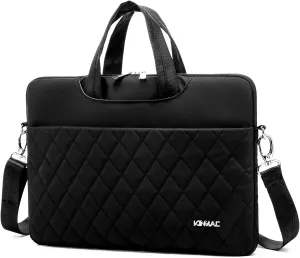 Kinmac Black Embroider 360° Protective Laptop Shoulder Messenger Sleeve Briefcase case Bag For MacBook Air 13 inch,iPad Pro 13,MacBook Pro 14 inch and 13 inch-14 inch Laptop