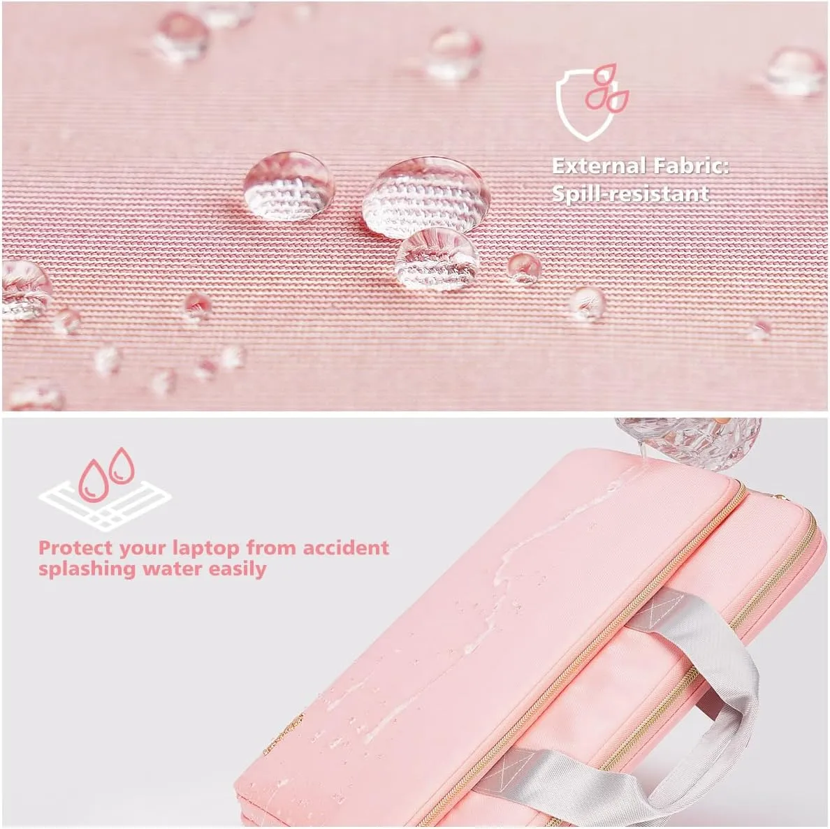 KIZUNA Laptop Sleeve Case 14 Inch Computer Carrying Handbag for 15" MacBook air M2 2023/Lenovo Flex 14/IdeaPad Flex 5/15.4 MacBook Pro/HP EliteBook 840 G5/HP Pro 14 G3/Dell Latitude/Surface，Pink
