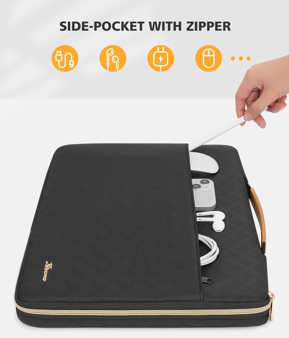 KIZUNA Laptop Sleeve Case 15.6 Inch Computer Carrying Bag for 16" MacBook Pro Air M1 M2 Max/16 Lenovo IdeaPad Flex 5i/Gaming 3i/Slim 3i /Yoga 7/15.6" HP Envy x360 15/Dell XPS 15,Black