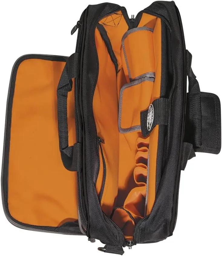 Klein Tools 55455M Tool Bag, Tradesman Pro Tech Bag with Laptop Pocket, Black and Orange