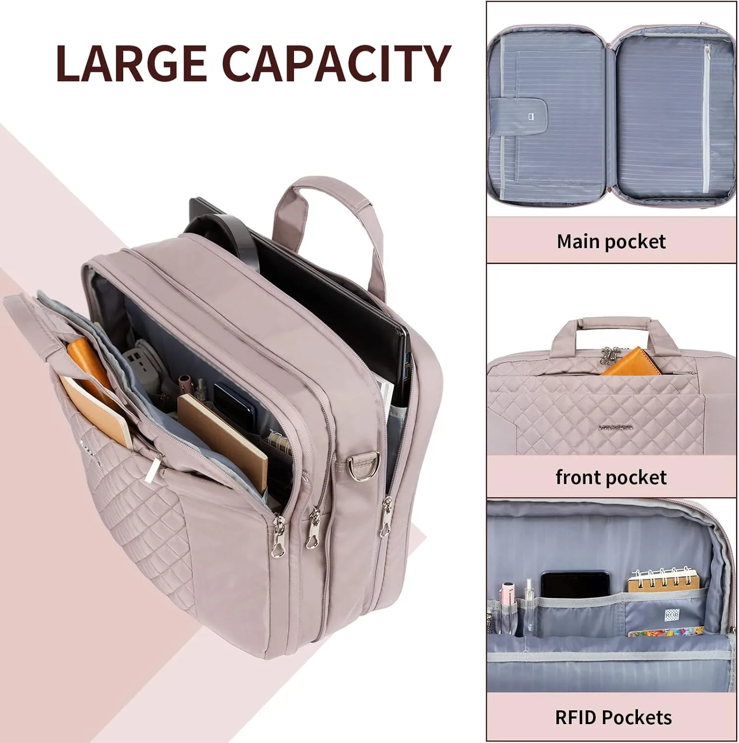 KROSER Laptop Bag 15.6 Inch Briefcase Shoulder Bag Water Repellent Laptop Bag Bussiness Carrying Handbag