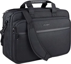 KROSER Laptop Bag Premium Laptop Briefcase Fits Up to 17.3 Inch Laptop Expandable Water-Repellent Shoulder Messenger Bag Computer Bag with RFID Pockets for Travel/Business/Men/Women-Black