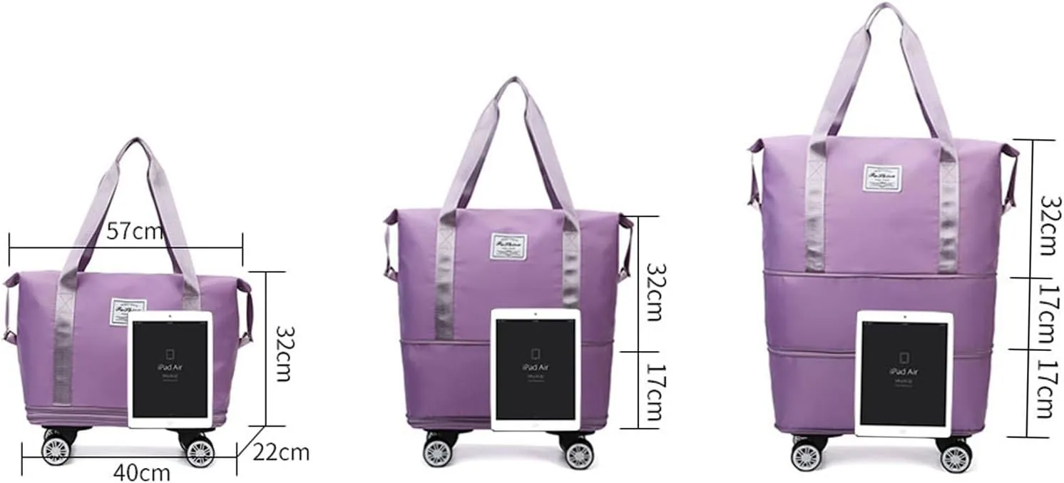 Kulken Travel Bag with Wheels, Large Capacity Three-Layer Expandable Foldable Travel Package - Universal Wheel Removable, Kulken Luggage with Dry and Wet Separation Layer (Grey)