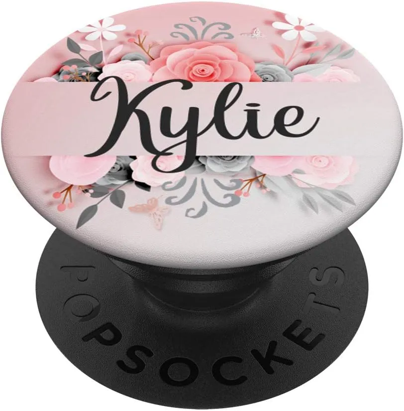 Kylie Gift Name Monogram Pink Gray Black Flowers