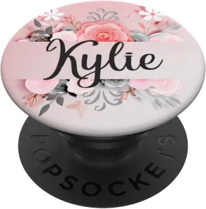 Kylie Gift Name Monogram Pink Gray Black Flowers