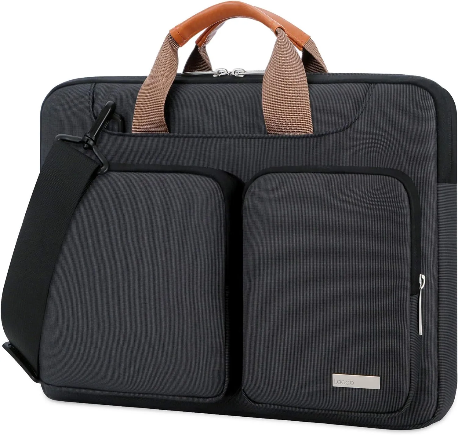 Lacdo 360° Protective Laptop Shoulder Bag, 14 Inch Laptop Sleeve Case for HP Lenovo Dell ASUS Acer Chromebook 14, HP Stream, Dell Inspiron, Lenovo IdeaPad, Acer Spin, ASUS ZenBook Computer Bag, Black