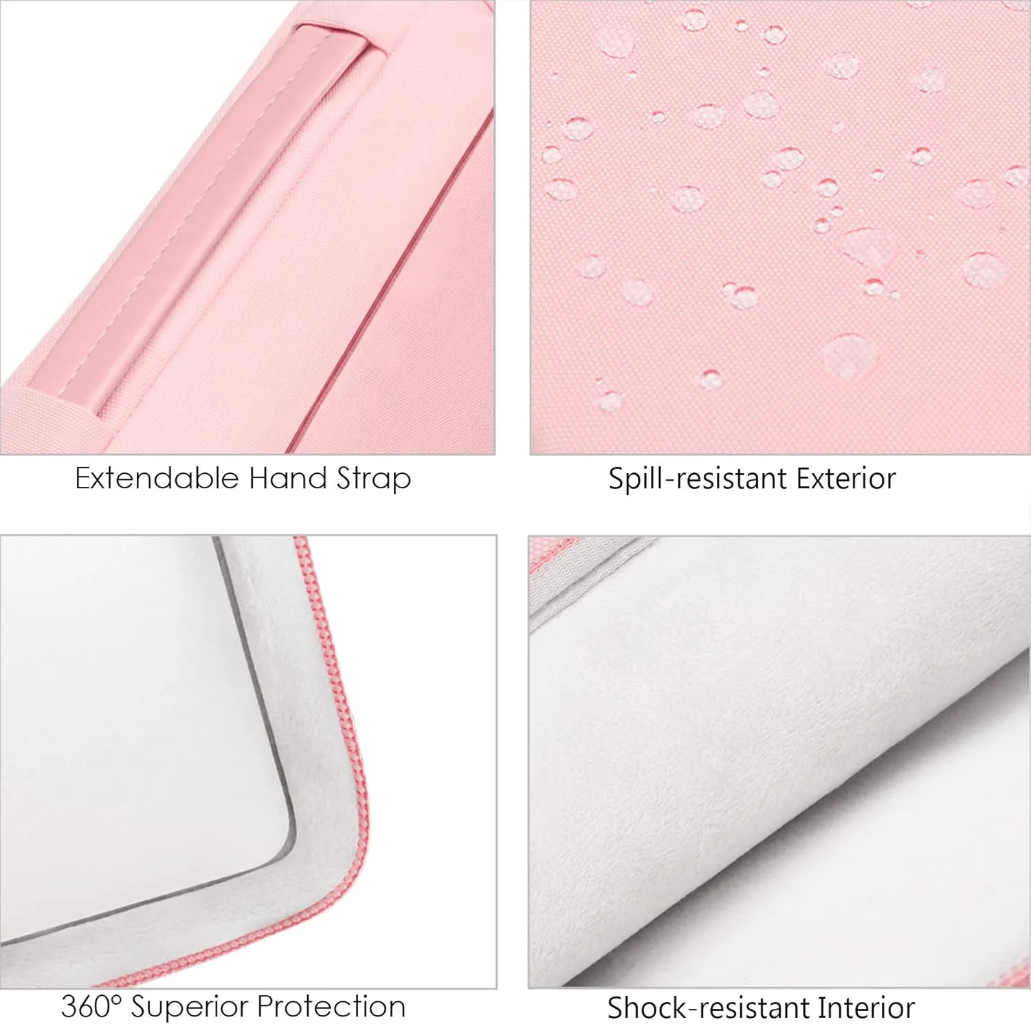 Lacdo Laptop Sleeve for Women, 14 Inch Laptop Sleeve Case for HP Lenovo Dell ASUS Acer Chromebook 14 / HP Stream 14 / Dell Inspiron 14 / Lenovo IdeaPad 14 / Spin 3 / ASUS ZenBook 14 Computer Bag, Pink