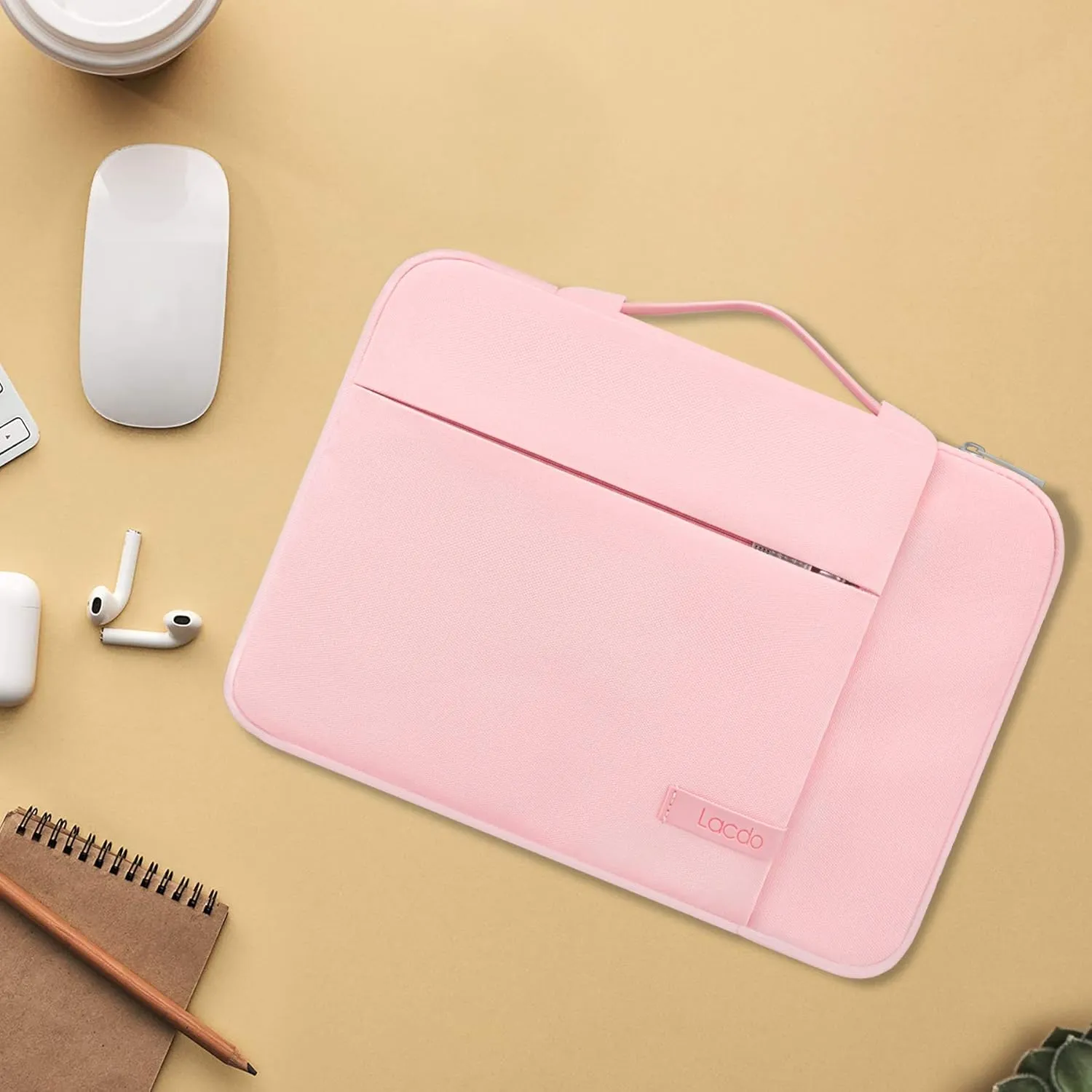 Lacdo Laptop Sleeve for Women, 14 Inch Laptop Sleeve Case for HP Lenovo Dell ASUS Acer Chromebook 14 / HP Stream 14 / Dell Inspiron 14 / Lenovo IdeaPad 14 / Spin 3 / ASUS ZenBook 14 Computer Bag, Pink