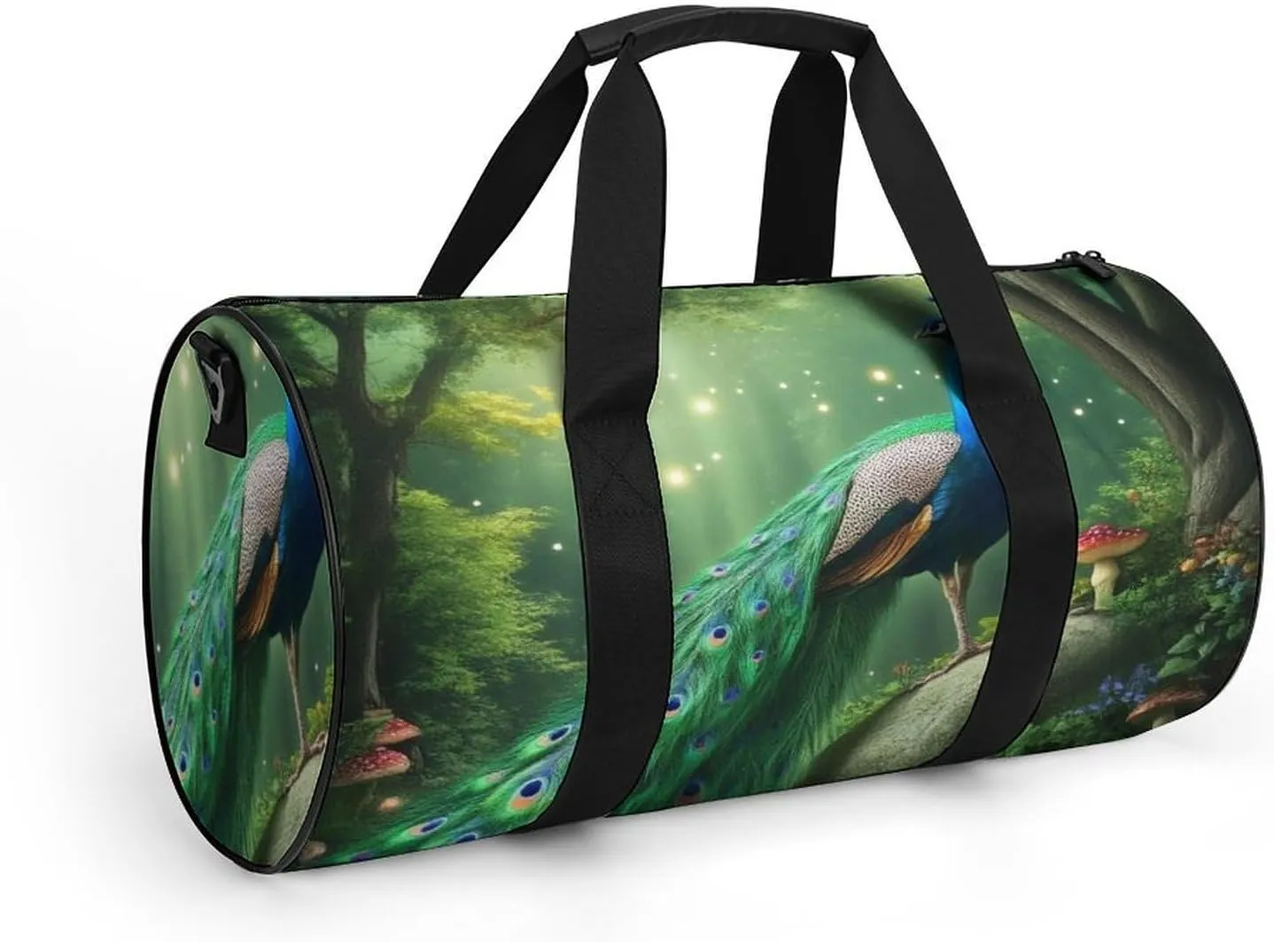 Ladies Overnight Weekender Waterproof Duffel Bag with Shoulder Strap Peacocks Landscape Gym Sports Bag for Travel Outdoor