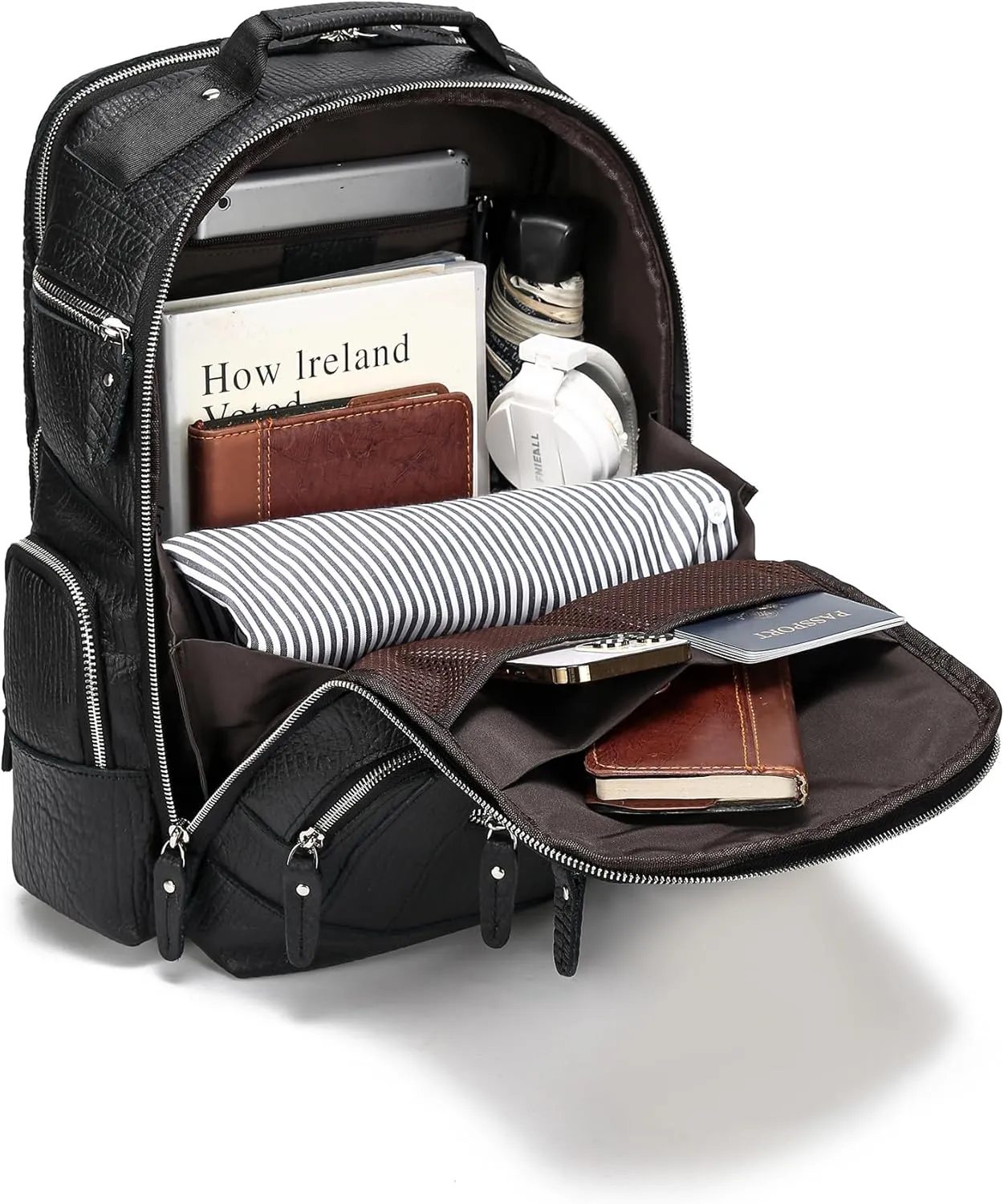 LANNSYNE Vintage Genuine Leather Backpack for men, 15.6" Laptop Backpack Travel Camping 24L Rucksack