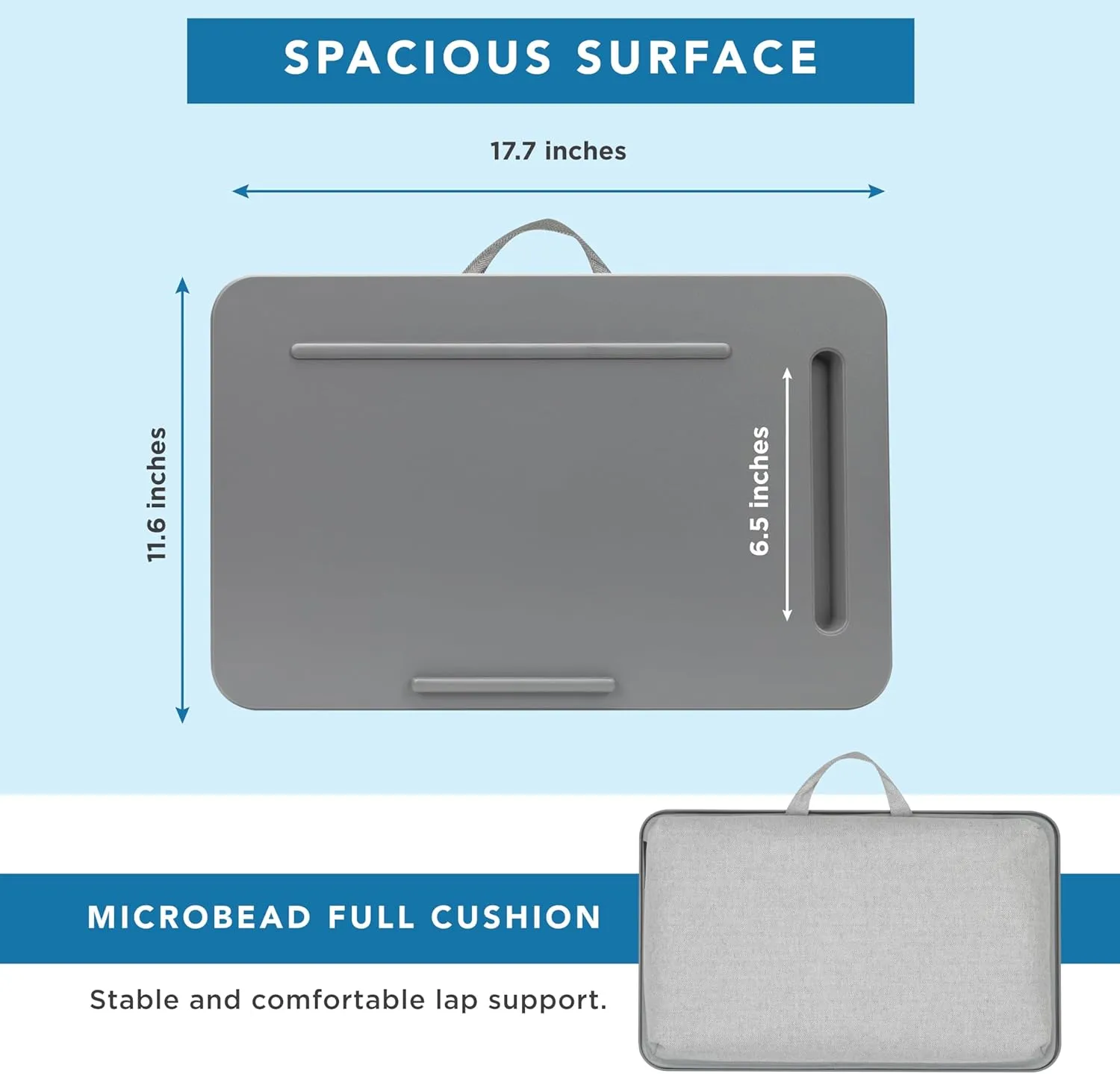 LAPGEAR Sidekick Lap Desk with Device Ledge and Phone Holder - Gray - Fits up to 15.6 Inch Laptops - Style No. 44215
