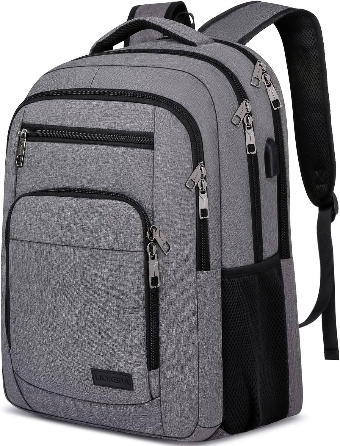 Laptop Backpack, 17.3 Inch Large School Backpacks with USB Charging Port, Anti Theft Water Resistant College Computer Bag Daypack for Men Women, Grey