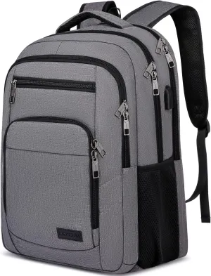 Laptop Backpack, 17.3 Inch Large School Backpacks with USB Charging Port, Anti Theft Water Resistant College Computer Bag Daypack for Men Women, Grey